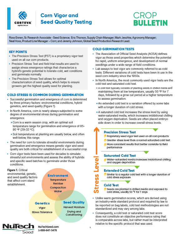 Corn Vigor and Seed Quality Testing
