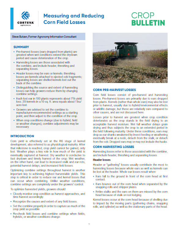 Measuring and Reducing Corn Field Losses