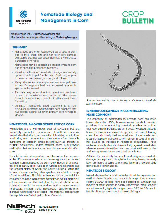 Nematode Biology and Management in Corn