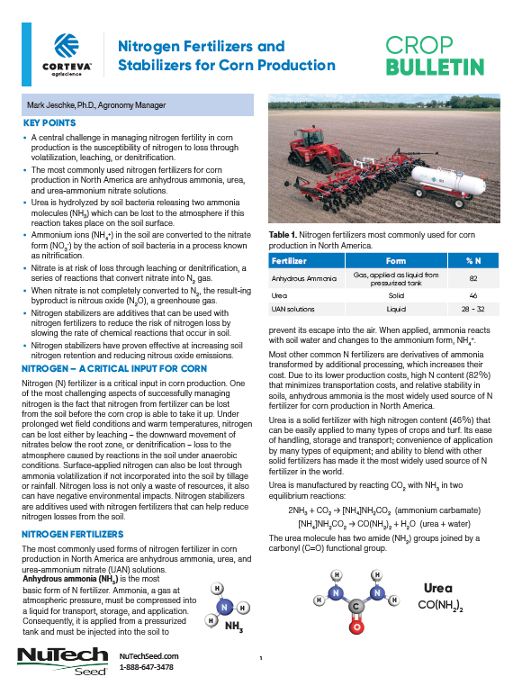 Nitrogen Fertilizers and Stabilizers for Corn Production