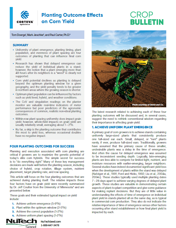 Planting Outcome Effects on Corn Yield