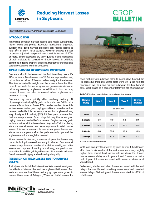 Reducing Harvest Losses in Soybeans