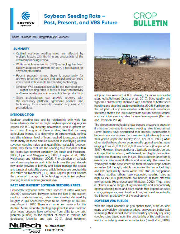 Soybean Seeding Rate - Past, Present, and VRS Future